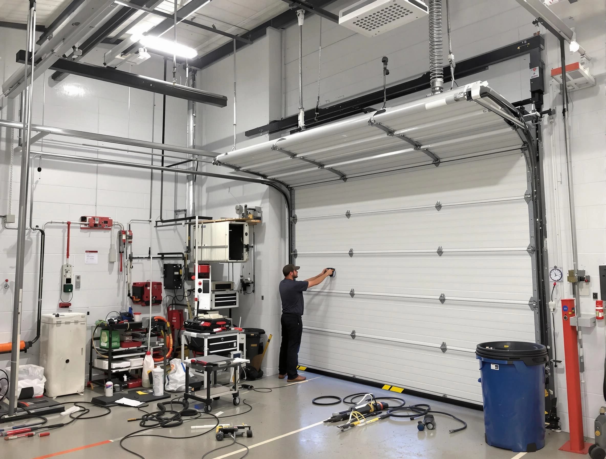 Cottonwood Heights Garage Door Repair certified technician performing commercial door repair at a Cottonwood Heights business facility