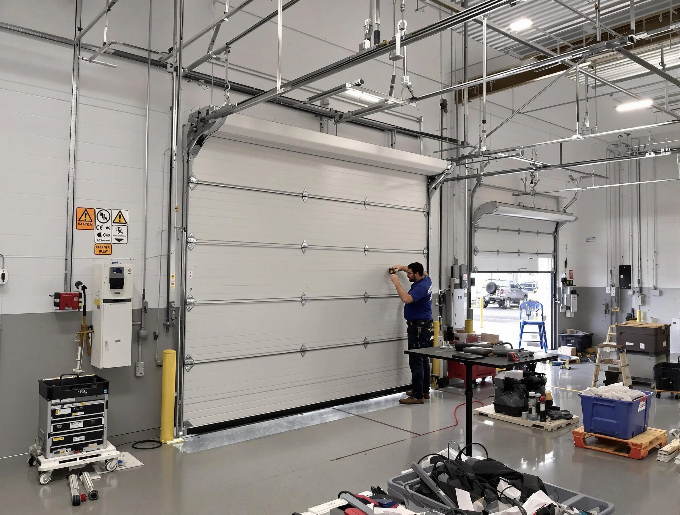 Commercial garage door repair being performed by Cottonwood Heights Garage Door Repair expert in Cottonwood Heights