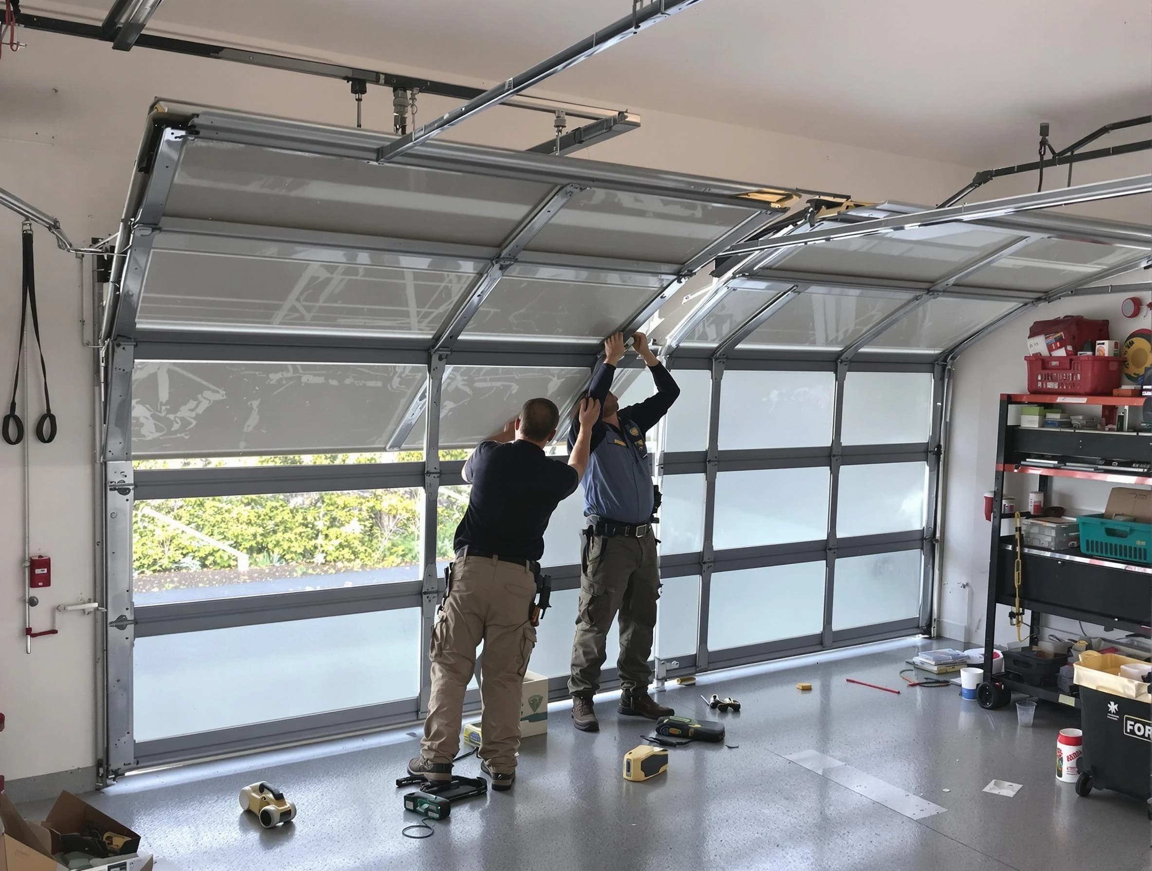 Cottonwood Heights Garage Door Repair expert performing precise panel replacement on Cottonwood Heights garage door