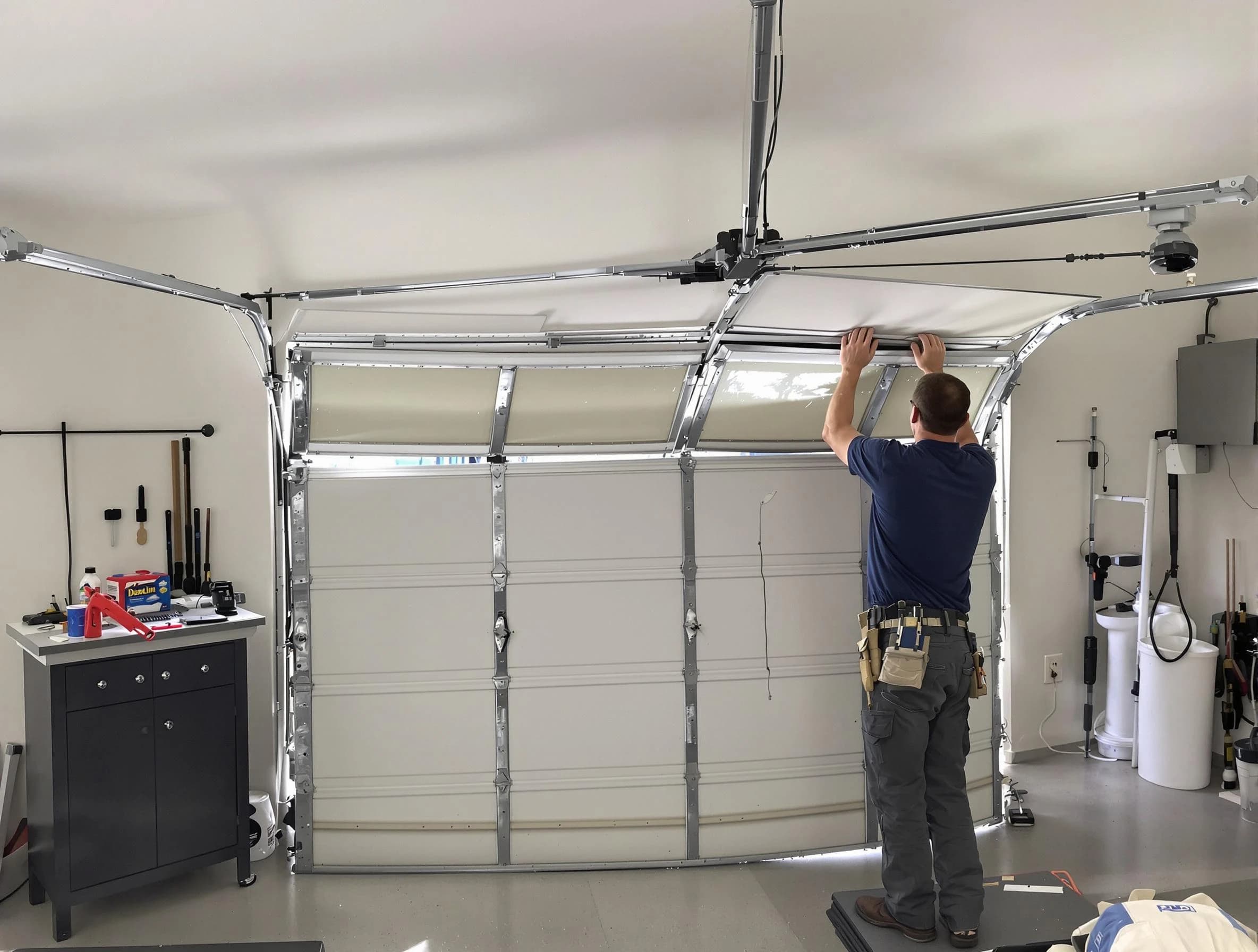 Cottonwood Heights Garage Door Repair specialist performing precise section replacement on Cottonwood Heights garage door