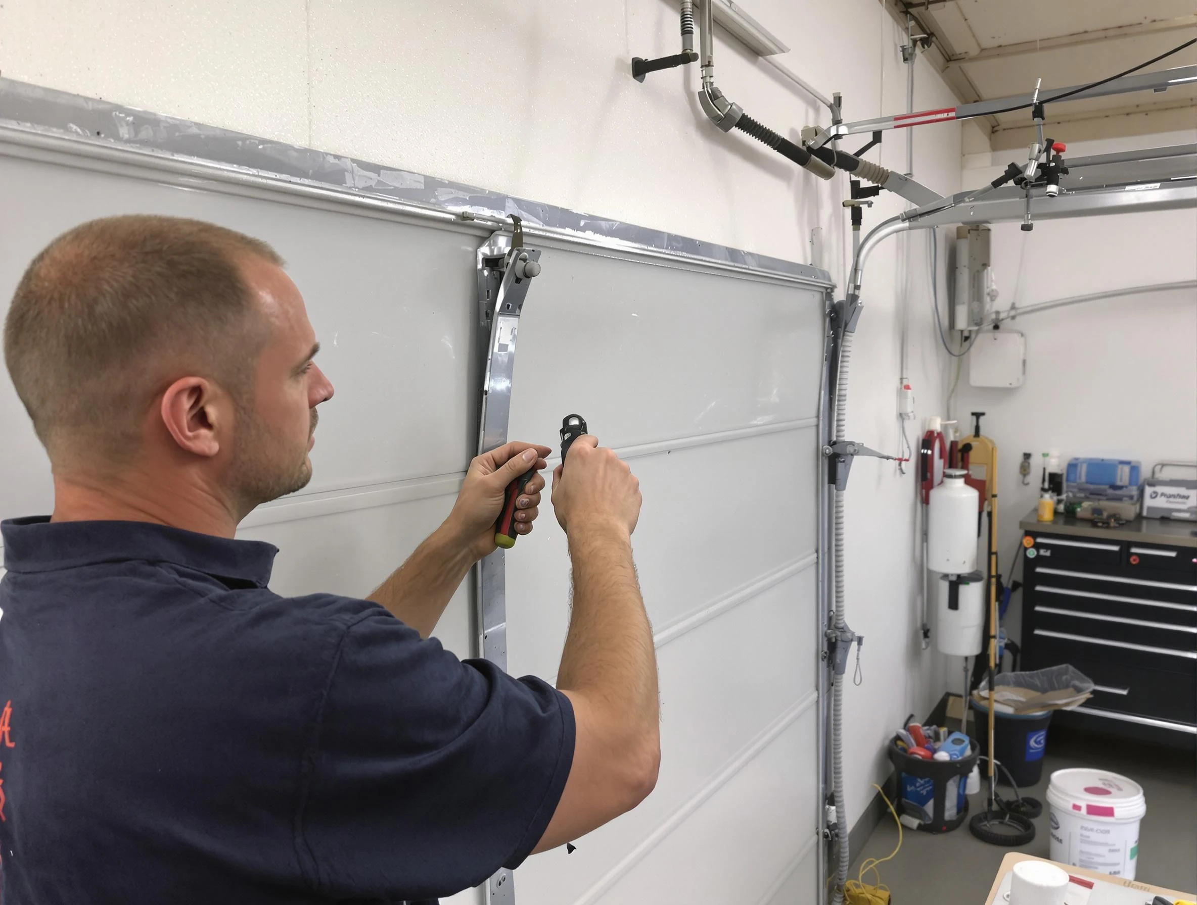Before and after garage door dent repair by Cottonwood Heights Garage Door Repair in Cottonwood Heights