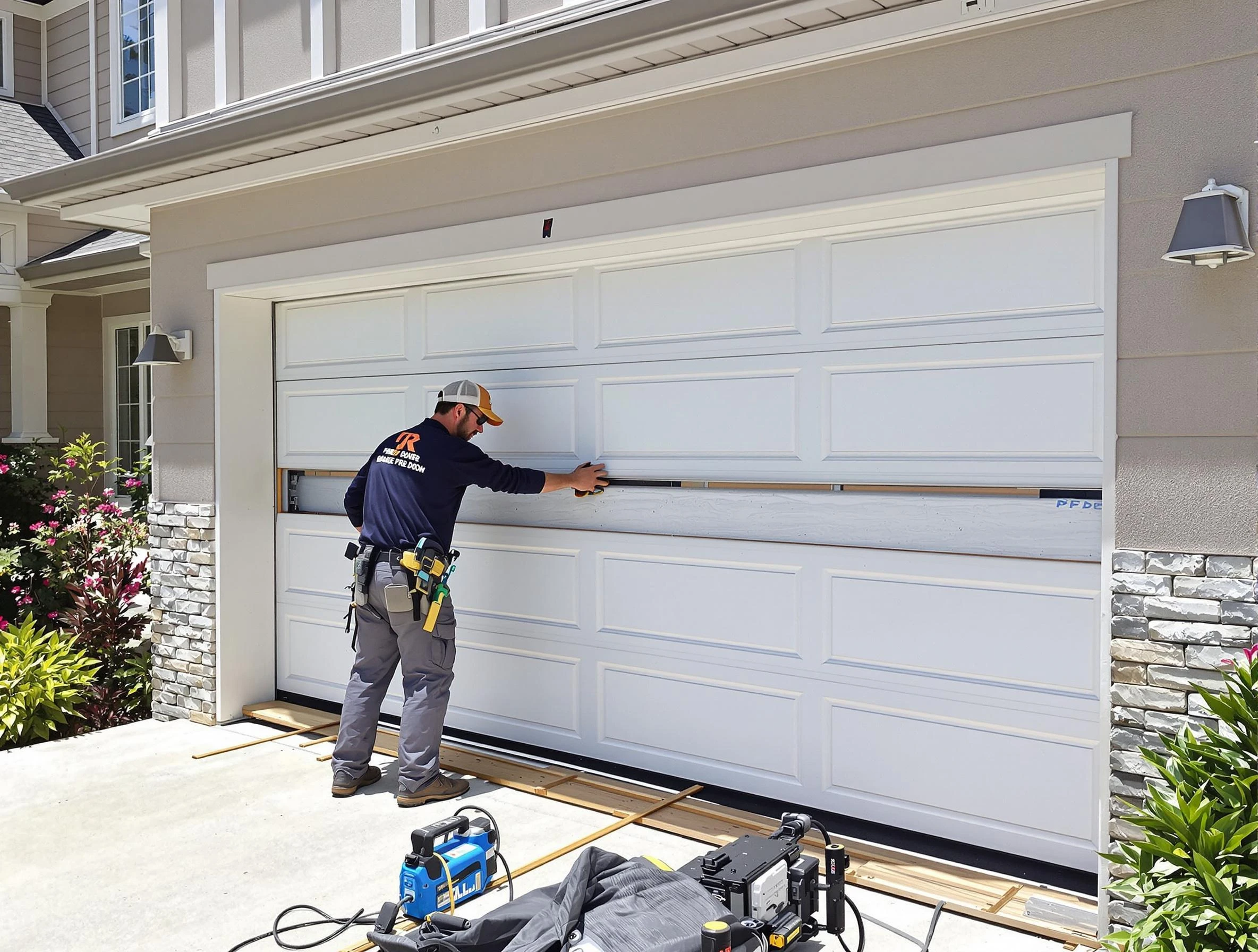 Cottonwood Heights Garage Door Repair team performing complete garage door replacement at Cottonwood Heights residence